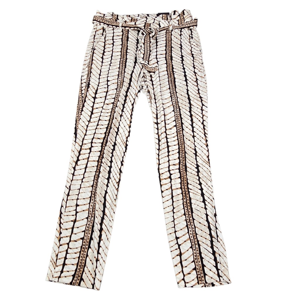 White House Black Market Ankle Pants Sz M Printed Tapered Leg Block Chevron NEW